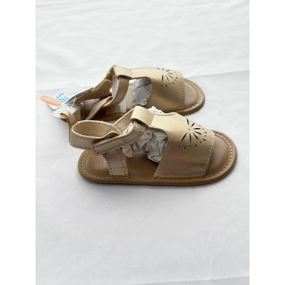 Carter's Sandals Baby Girl 4 Gold NEW Metallic Laser Cut Sunburst CR07304 Summer